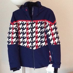 Perfect Moment Blue and Red Houndstooth Jacket NWT